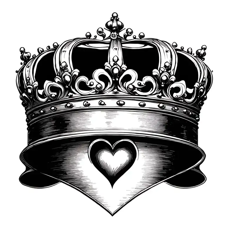Crown Name And Heart Downwards Placed