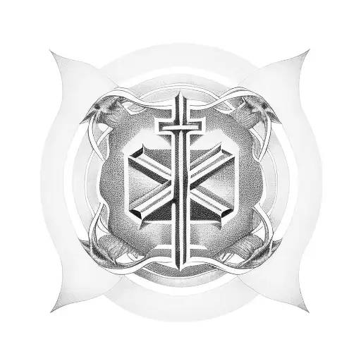 Christian Cross With Libra Scales Masculine