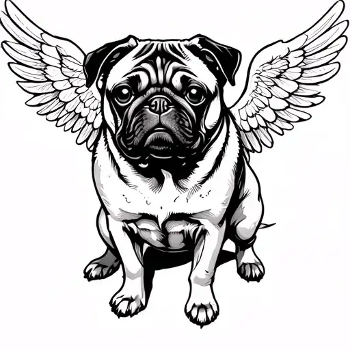 Pug With Wings Spread Wide