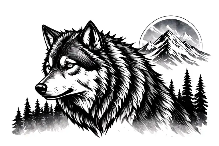Mountain And Wolf