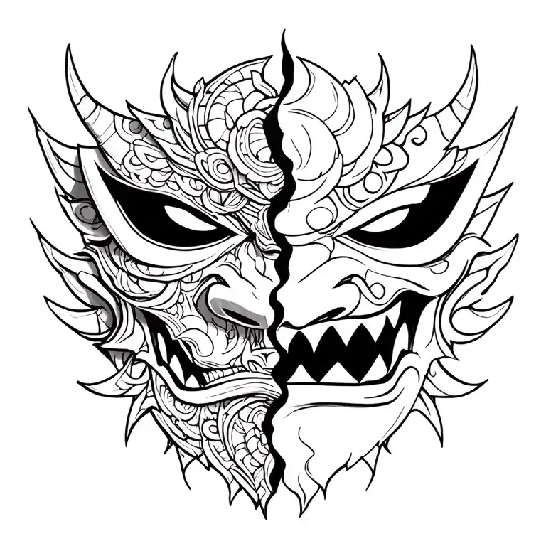 Oni Mask Split In Half