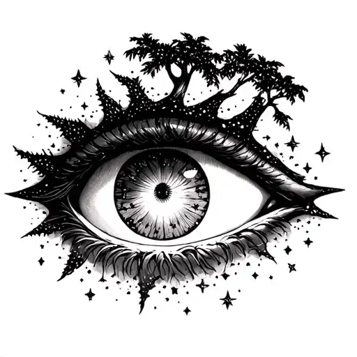 Eyes On A Beach Tree Stars And Sun