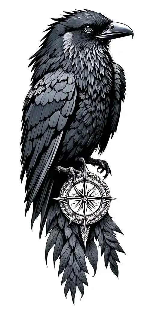 Odin Crow Compass Nordic Inspired