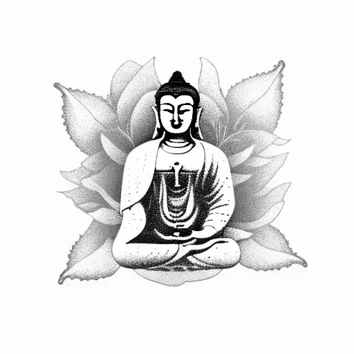 A Buddha Surrounded By Blooming Flowers