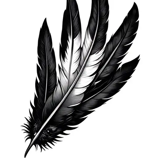 Crow Feathers Fading Away On Fingures