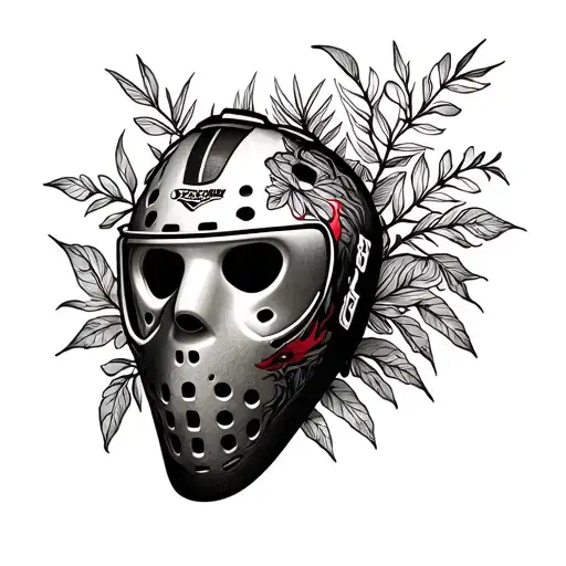 Hockey Goalie Mask And Plants