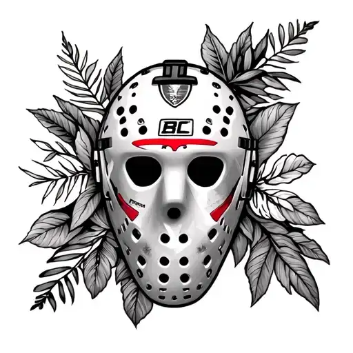 Hockey Goalie Mask And Plants