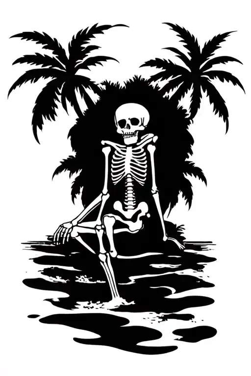 Relaxed Skeleton On Beach