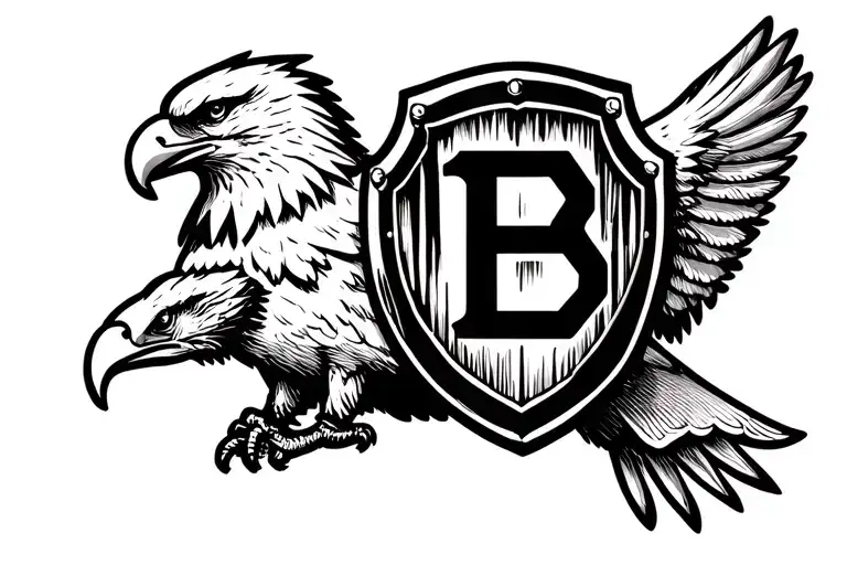 Simple Eagle Holding A Shield With A B On It