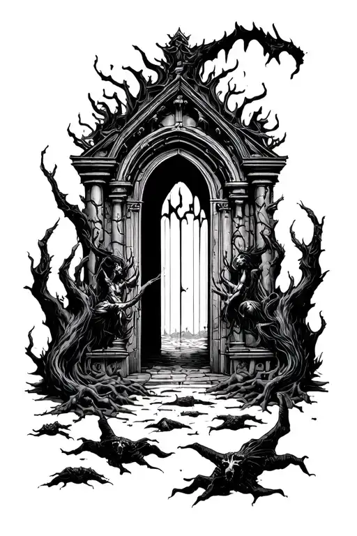 Gates Of Hell With Falling Souls