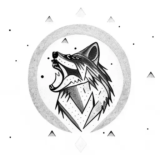 A Fierce Wolf Howling At The Moon With Mountains In The Background