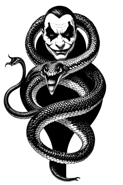 Arkham Joker Snakes Black And White