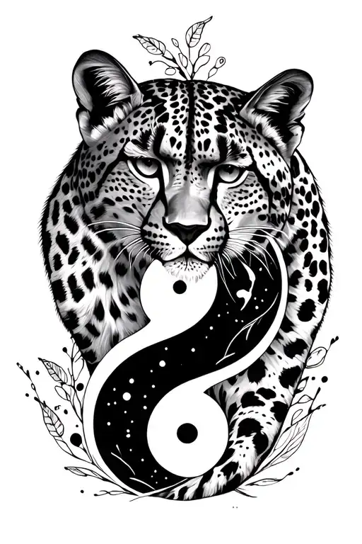 Cheetah And Snow Leopard As Yin And Yang Symbol