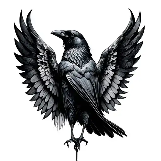 Crow Open Wings
