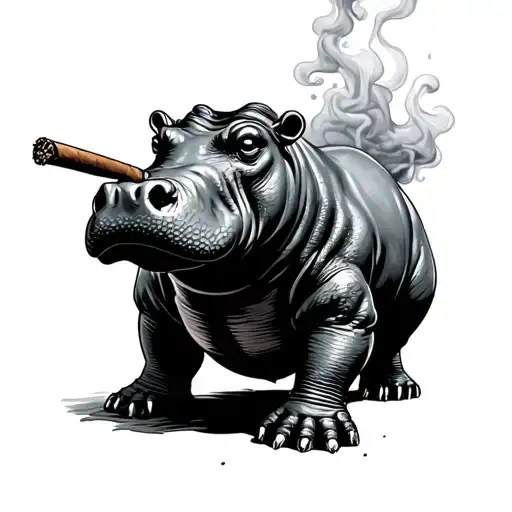Tactical Hippo With Cigar Smoke