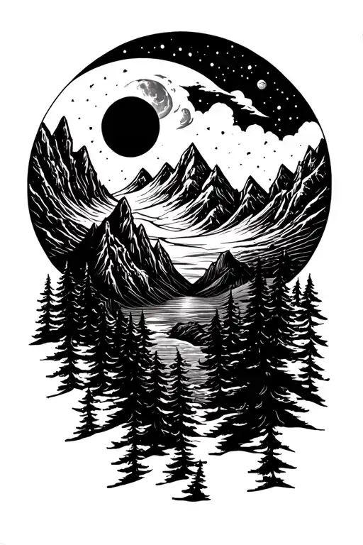 Mountains Moon Surrounded