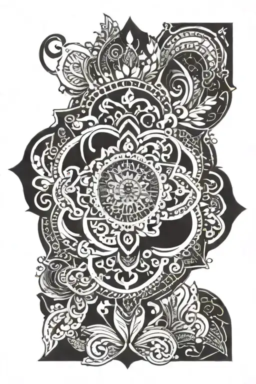 Hindu Mandala Design Incorporating Elements