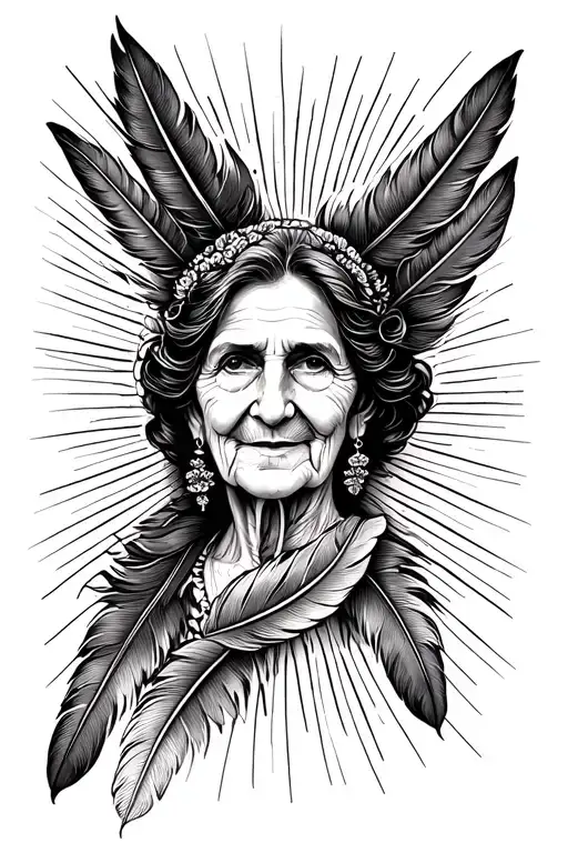 I Want A Tattoo With Feathers And Rays For My Passed Away Grandmother