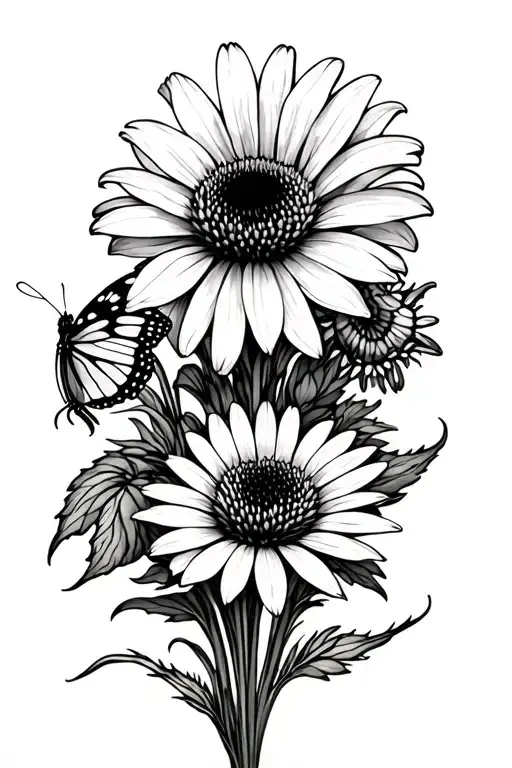 Echinacea Wildflower Bouquet With Butterfly