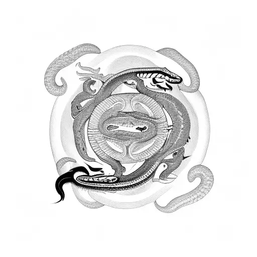 Combine A Horse And Snake In A Yin And Yang Symbol