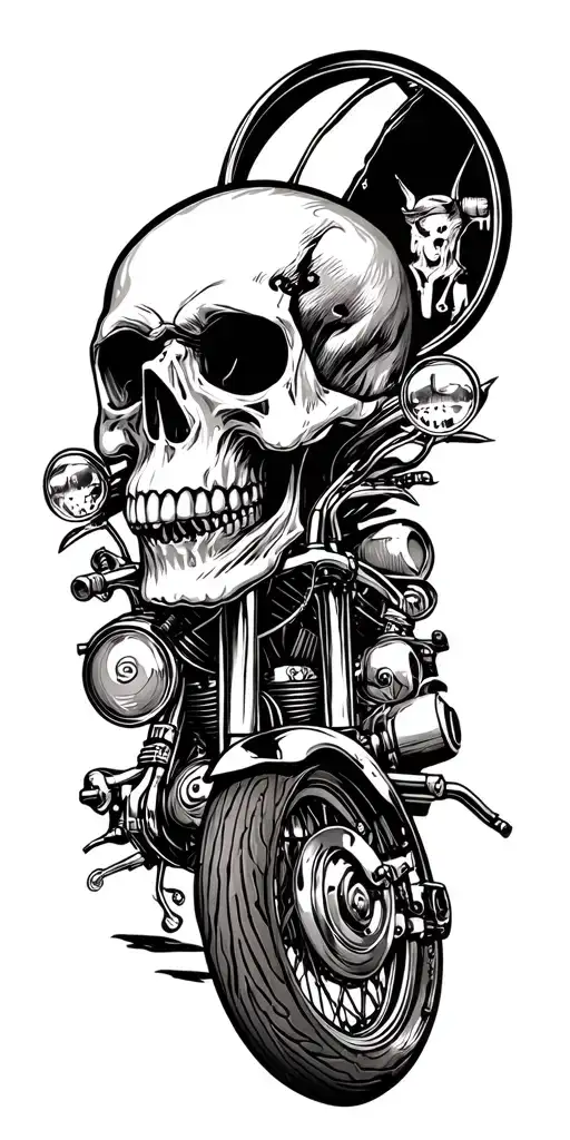 Ghost Skull Motorcycle Themed