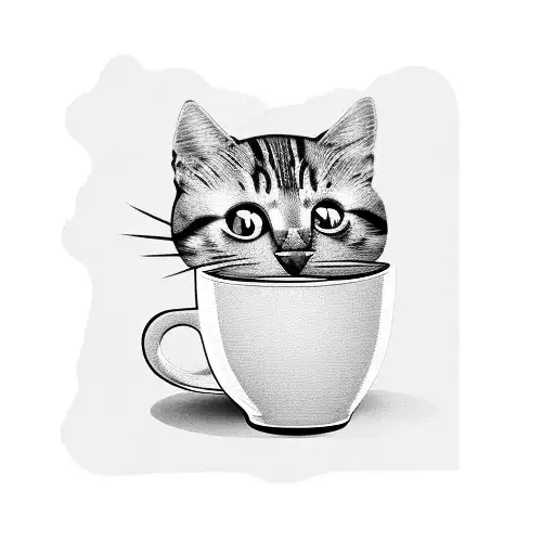 A Coffee Cup With A Cat Face As The Handle