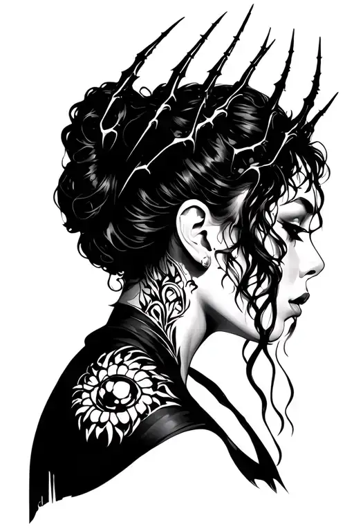 Woman Face With Claw Marks Back Piece