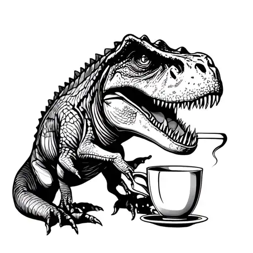 T-rex Drinking Tea