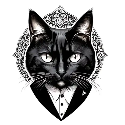 Tuxedo Cat With Moustache