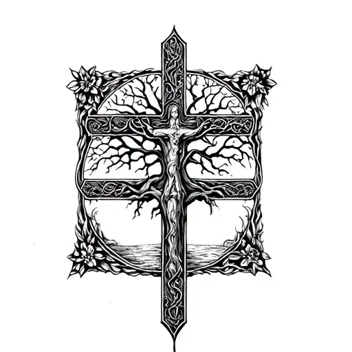 Cross With 3 Names And A Genealogical Tree All United