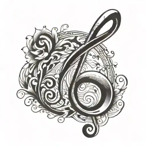 A Tattoo Design Combining A Treble Clef With A Motivational Quote