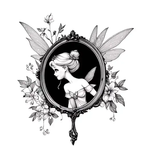 Tinkerbell Looking In A Mirror Reflecting