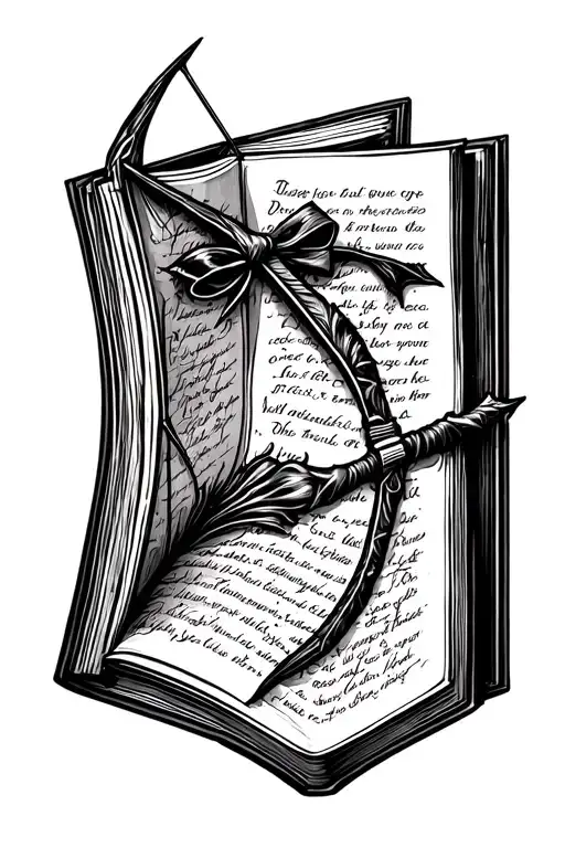 Open Book With Bow And Arrow