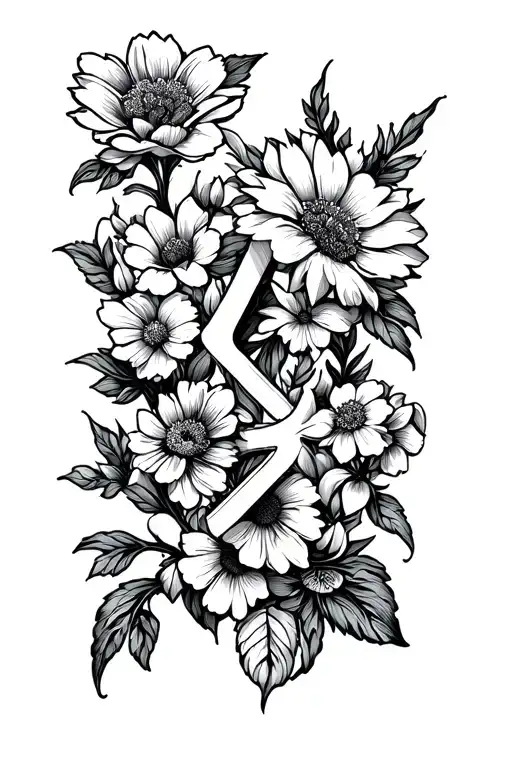 Dopamine Symbol With Flowers