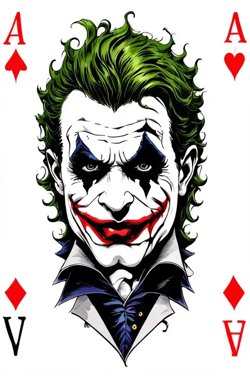 Joker Card Line Tattoo Design Incorporating