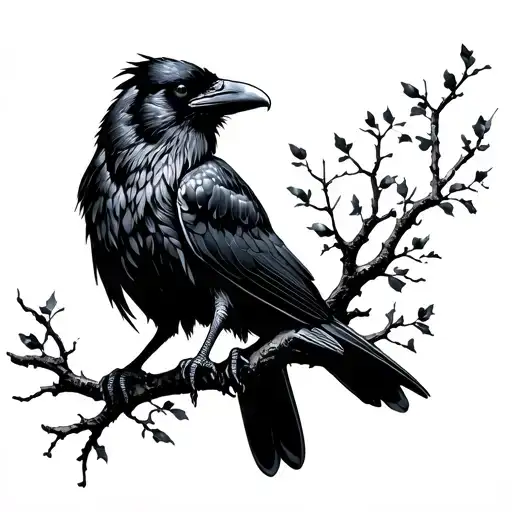 Raven On Branch