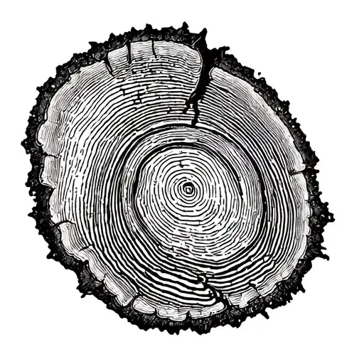 Fingerprint That Flows Over In Half A Cross -Section Of A Tree Trunk Disc With Annual Rings