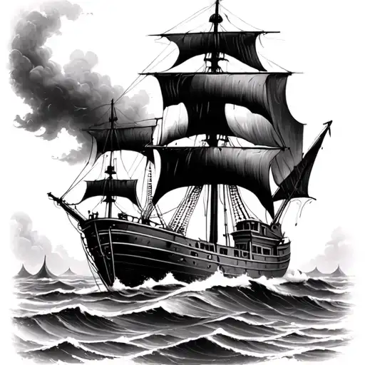 A Ship Without Sails In Stormy Water