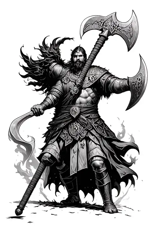 Germanic Warrior Wielding Perun's Ax