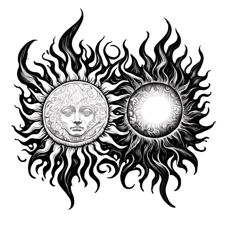 Sun Flames Between Chest