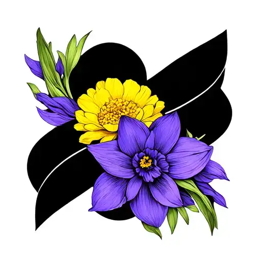 Infinity Symbol With Yellow Marigold And Purple Daffodil