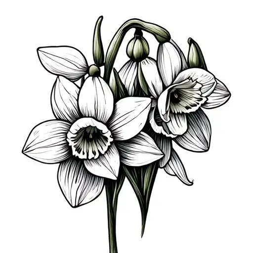 Snowdrop With Daffodils Intertwined Representing