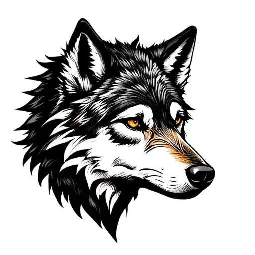 A Design Of Wolf And Turkish Symbols