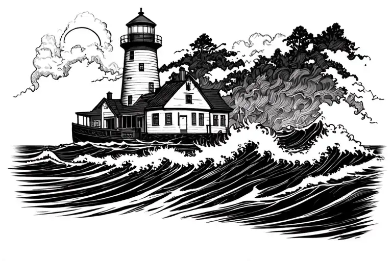 Cape Breton Nova Scotia Light House Boat Ocean Waves