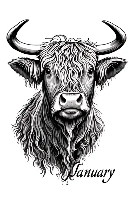 Highland Cow Face With January