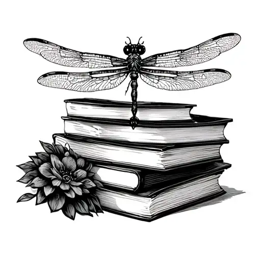 Dragonfly On Books Stacked