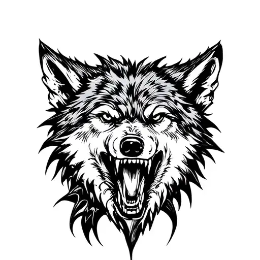 Snarling Wolf Face