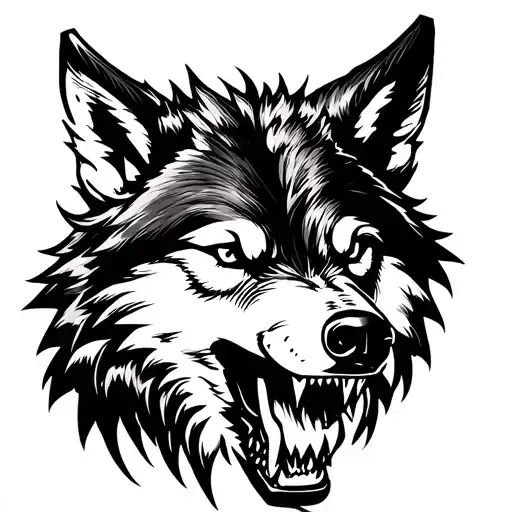 Snarling Wolf Head