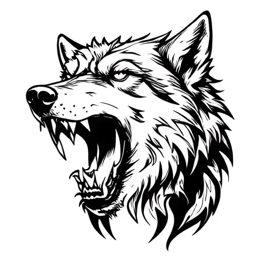 Snarling Wolf Head
