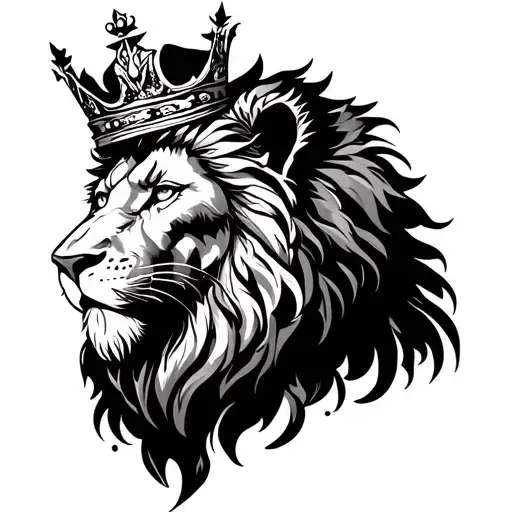 Lion Wearing A Crown Surrounded
